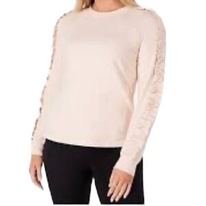 Jason Wu Cream Sweatshirt with Ruffle Trimmed Sleeves S